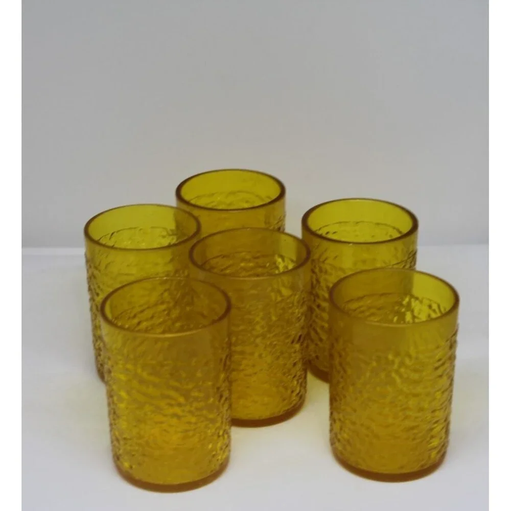 Restaurant Hard Plastic 5oz. Amber Juice Glasses Set of 6 Continental #3505